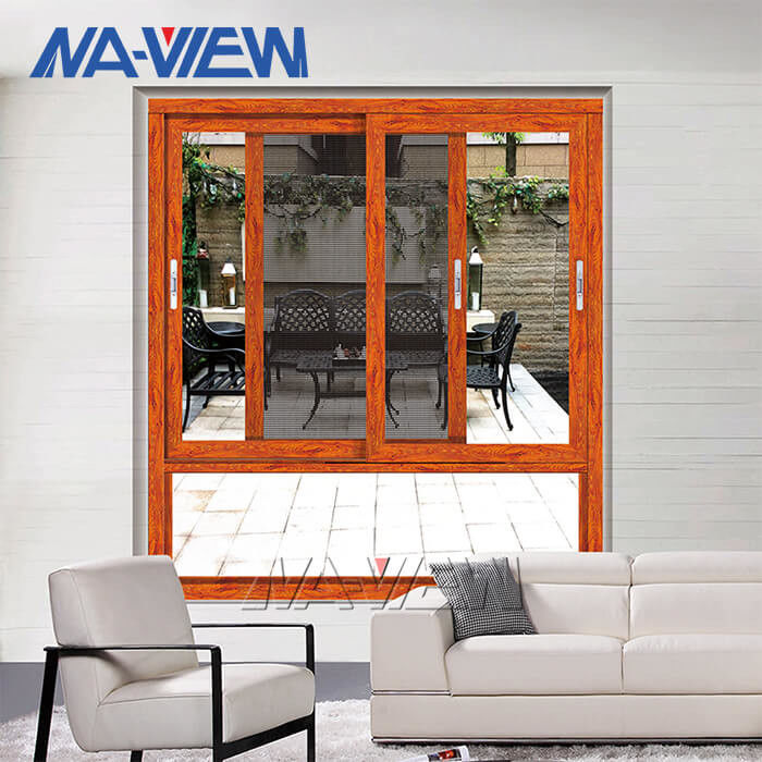 गुआंग्डोंग NAVIEW मानक कस्टम लकड़ी के रंग एल्यूमीनियम फिसलने खिड़की आपूर्तिकर्ता